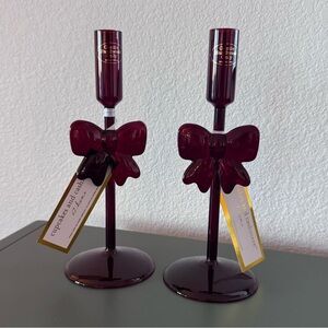cupcakes & cashmere Burgundy Candle Holders (set of 2)